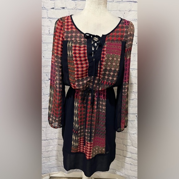 Maeve Anthropologie Multicolor Elastic Waist Peasant Blouson Dress Size Small - Picture 1 of 7
